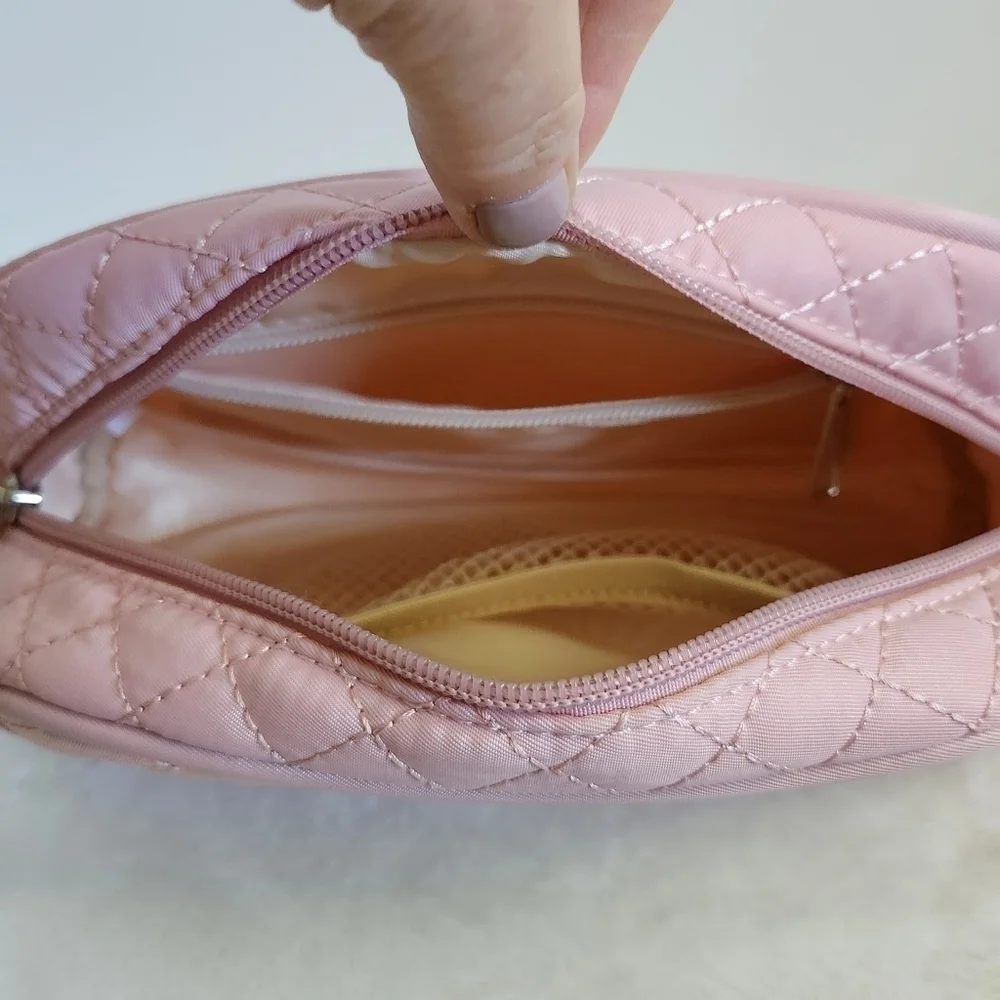 Lovevook Pink Quilted Toiletry Travel Makeup Cosmetic Bag Pouch